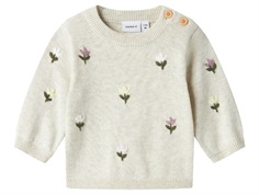 Name It knitted sweater peyote melange with floral embroidery